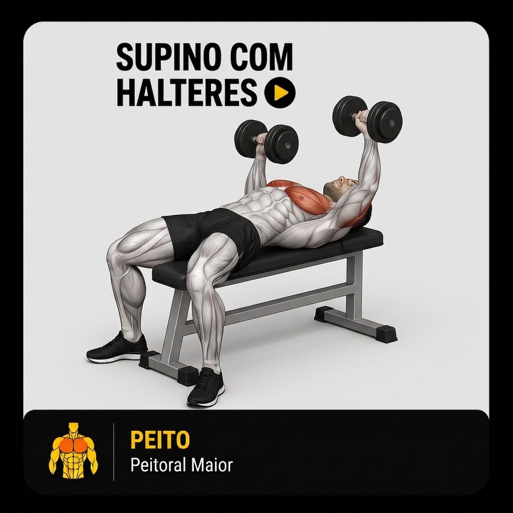 Supino com halteres, peitoral maior